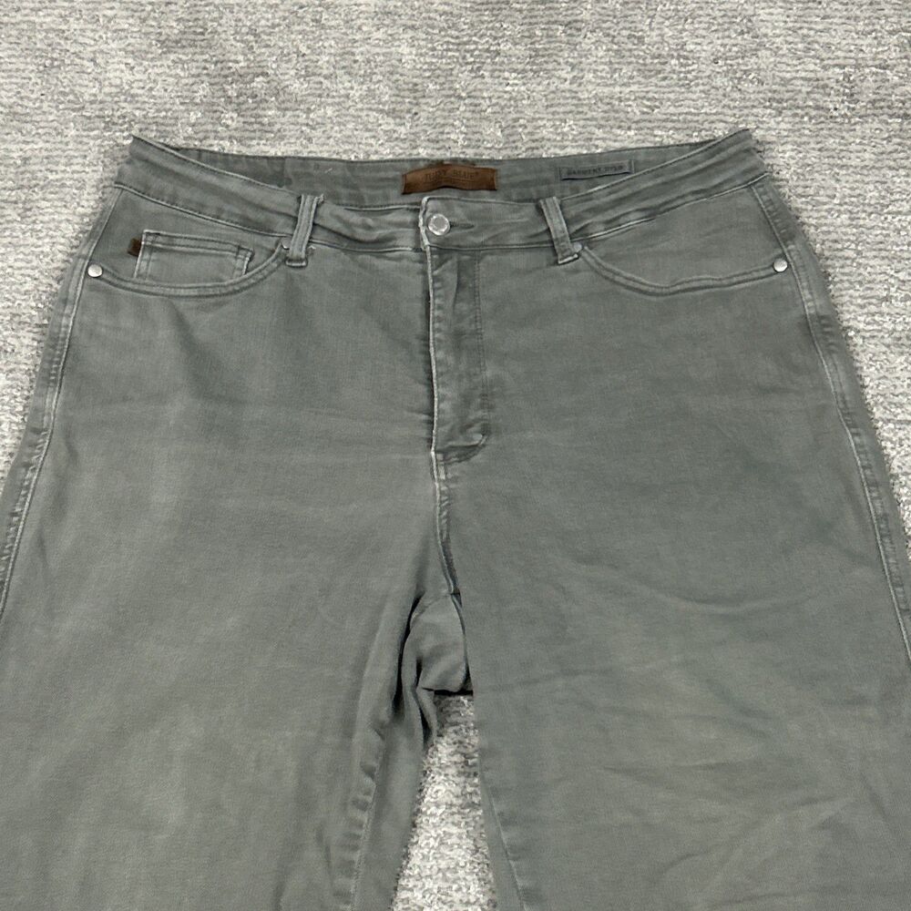 Judy Blue Wide Leg Crop Jeans Womens 18W Green Denim Garment Dyed Stretch - Picture 2 of 10